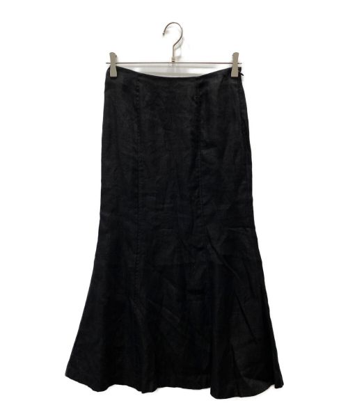 Noble（ノーブル）Noble (ノーブル) リネンオックスヘムフレアースカート ブラック サイズ:36の古着・服飾アイテム