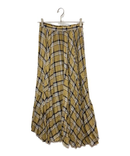 BALLSEY（ボールジィ）BALLSEY (ボールジィ) ボイルチェックプリーツ アシンメトリースカート ブラウン サイズ:34の古着・服飾アイテム