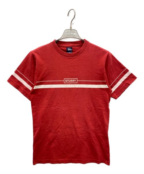 stussy（ステューシー）stussy (ステューシー) ラインロゴTシャツ レッド サイズ:Sの古着・服飾アイテム