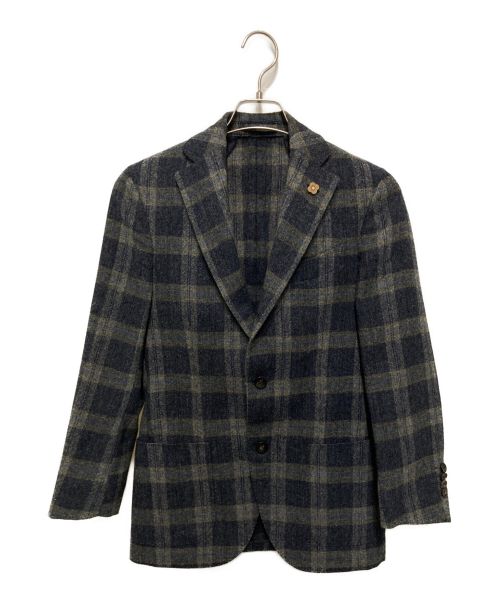 LARDINI（ラルディーニ）LARDINI (ラルディーニ) チェックテーラードジャケット ネイビー サイズ:42の古着・服飾アイテム