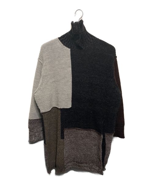 KHOKI（コッキ）KHOKI (コッキ) Patchwork long knit ブラウン サイズ:Fの古着・服飾アイテム