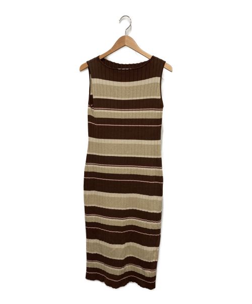 HER LIP TO（ハーリップトゥ）HER LIP TO (ハーリップトゥ) Cotton Striped Ribbed Knit Dress ベージュ×ブラウン サイズ:Sの古着・服飾アイテム