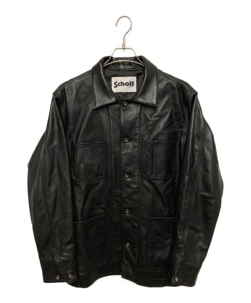 Schott（ショット）Schott (ショット) ラムレザーカバーオール ブラック サイズ:Mの古着・服飾アイテム