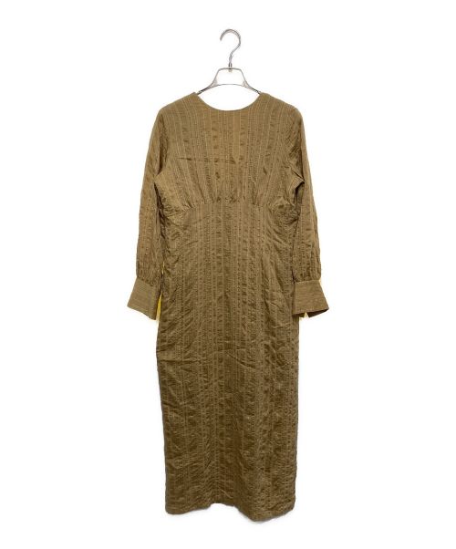 SHENERY（シーナリー）SHENERY (シーナリー) ハイウエスト切替ストライプタイトドレス ベージュ サイズ:36の古着・服飾アイテム