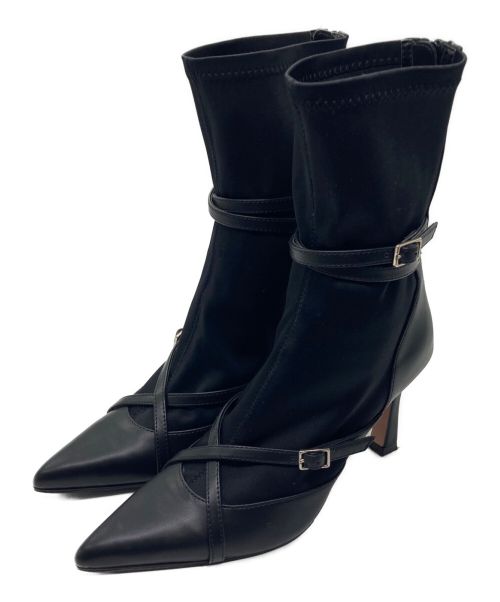 HER LIP TO（ハーリップトゥ）HER LIP TO (ハーリップトゥ) Double Belt Ankle Boots ブラック サイズ:23.5㎝の古着・服飾アイテム