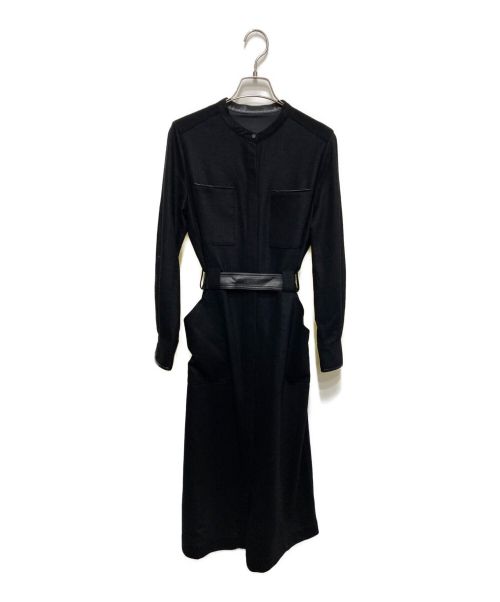 ANAYI（アナイ）ANAYI (アナイ) ウールジャージーレザーコンビ ワンピース ブラック サイズ:Ｓの古着・服飾アイテム