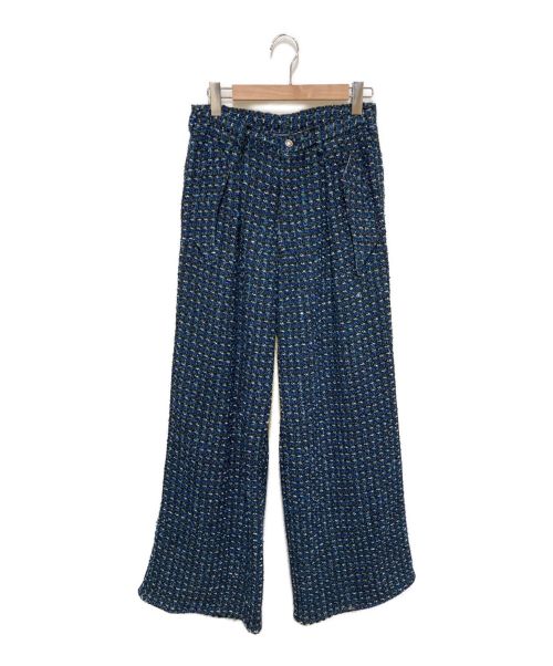 sulvam（サルバム）sulvam (サルバム) FANCY TWEED WIDE PANTS ブルー サイズ:Sの古着・服飾アイテム
