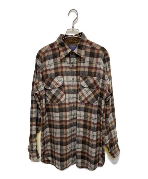PENDLETON（ペンドルトン）PENDLETON (ペンドルトン) 70~80sウールチェックシャツ ブラウン サイズ:LONGの古着・服飾アイテム