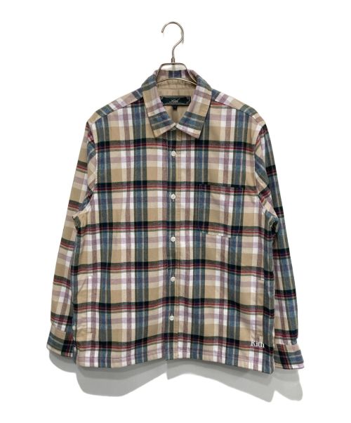 KITH（キス）KITH (キス) Brushed Flannel Ginza Shirt ベージュ×グリーン サイズ:Lの古着・服飾アイテム