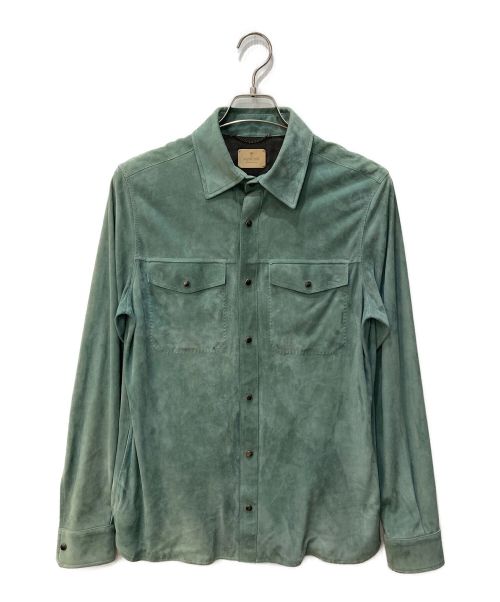 AJMONE（アイモネ）AJMONE (アイモネ) ラムスエードシャツブルゾン グリーン サイズ:44Rの古着・服飾アイテム