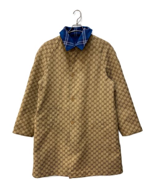 GUCCI（グッチ）GUCCI (グッチ) リバーシブルデザインコート ブルー×ベージュ サイズ:46の古着・服飾アイテム