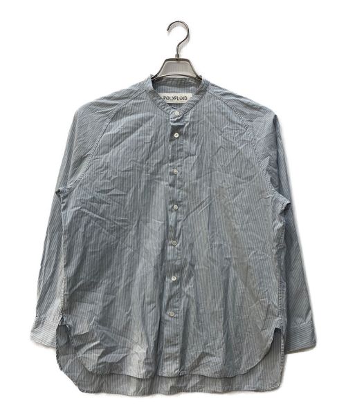 POLYPLOID（ポリプロイド）POLYPLOID (ポリプロイド) バンドカラーシャツ RAGLAN STAND COLLAR SHIRT 05-B-08  スカイブルー サイズ:Lの古着・服飾アイテム