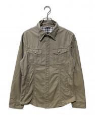BURBERRY BLACK LABEL (バーバリーブラックレーベル) 襟芯シャツジャケット ベージュ サイズ:L