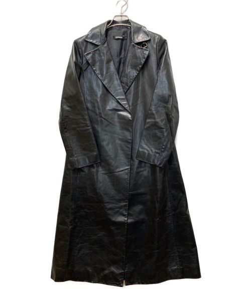 DKNY（ダナキャランニューヨーク）DKNY (ダナキャランニューヨーク) カウレザートレンチコート ブラック サイズ:4の古着・服飾アイテム