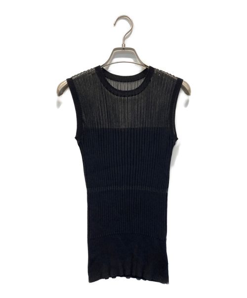 LE CIEL BLEU（ルシェルブルー）LE CIEL BLEU (ルシェルブルー) Transparent Sleeveless Knit Tops ブラック サイズ:36の古着・服飾アイテム