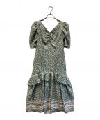 HER LIP TOハーリップトゥ）の古着「Floral printed Midi Dress」｜グリーン