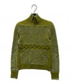 Mame Kurogouchiマメクロゴウチ）の古着「Jomon Pattern HighNeck KnittedTop」｜カーキ