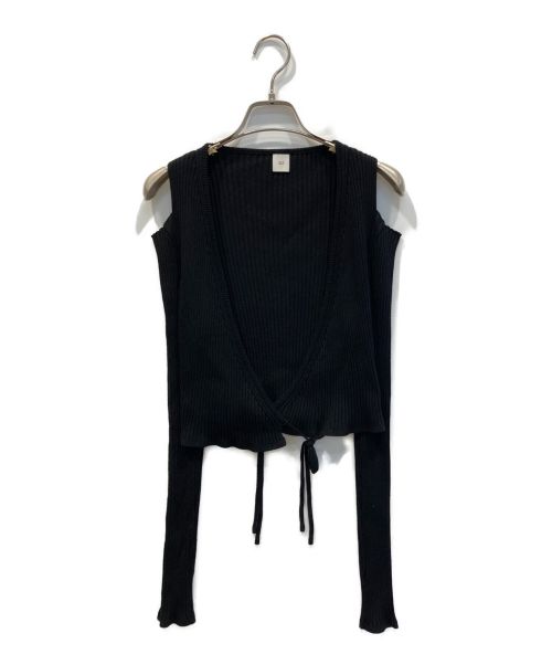 SIS（シス）SIS (シス) Wrap Knit top ブラック サイズ:FREEの古着・服飾アイテム