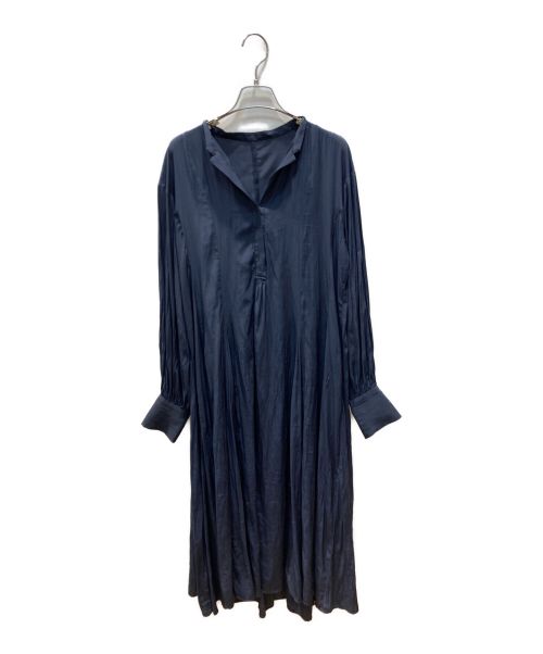 ROPE（ロペ）ROPE (ロペ) OUTERSUNSET (アウターサンセット) サテンドレス ロングワンピース ネイビー サイズ:38の古着・服飾アイテム