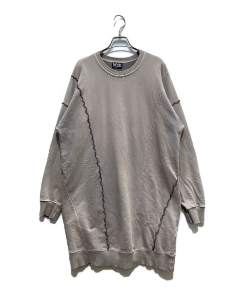 DIESEL（ディーゼル）DIESEL (ディーゼル) パネルスウェットシャツドレス ベージュ サイズ:XSの古着・服飾アイテム