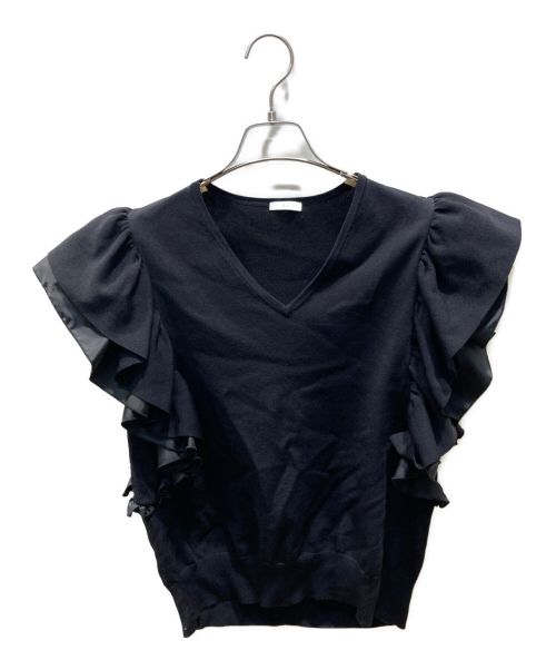 Sov.（ソブ）Sov. (ソブ) フリルVニット ブラック サイズ:FREEの古着・服飾アイテム