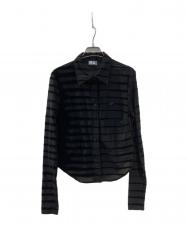 DIESEL (ディーゼル) C-AMISS ベロアボーダーシャツ ブラック サイズ:L