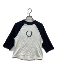 FRED PERRY (フレッドペリー) Flock Print T-Shirt ホワイト×ネイビー サイズ:M