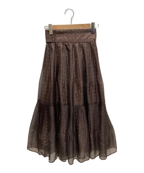Snidel（スナイデル）Snidel (スナイデル) プリーツシフォンレイヤードプリントスカート ブラウンの古着・服飾アイテム