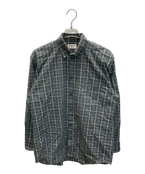 BALENCIAGA（バレンシアガ）BALENCIAGA (バレンシアガ) オーバーサイズチェックBDシャツ グリーン サイズ:36の古着・服飾アイテム