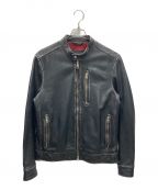 ALL SAINTSオールセインツ）の古着「Cable Regular Fit Leather Moto Jacket」｜ブラック
