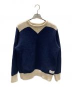 ORGUEILオルゲイユ）の古着「Knit sweater/ニットセーター」｜ネイビー×ベージュ