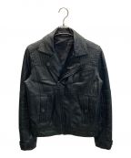 Calvin Klein Jeansカルバンクラインジーンズ）の古着「ラムレザーライダースジャケット」｜ブラック