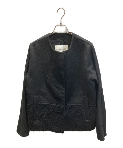 MaxMara（マックスマーラ）MaxMara (マックスマーラ) シャギー切替ジャケット ブラック サイズ:44の古着・服飾アイテム