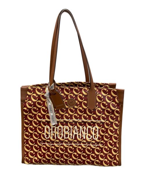 Orobianco（オロビアンコ）Orobianco (オロビアンコ) ロゴプリントトートバッグ ブラウン×ベージュの古着・服飾アイテム