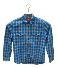 SUPREME (シュプリーム) ダブルポケットチェックシャツ ブルー サイズ:SIZE M