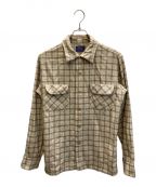 PENDLETONペンドルトン）の古着「50's オープンカラーチェックシャツ」｜ベージュ