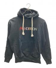 J.W.ANDERSON (ジェイダブリューアンダーソン) ロゴ刺繍パーカー ブラック サイズ:S