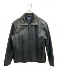 GAP (ギャップ) フルジップレザージャケット ブラック サイズ:SIZE M