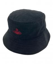 Vivienne Westwood (ヴィヴィアンウエストウッド) VELOUR LONDON BUCKET HAT ブラック サイズ:SIZE M～S