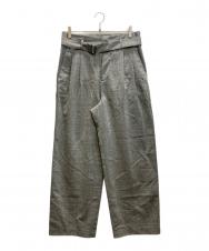YOKE (ヨーク) HI WAIST BELTED TROUSERS グレー サイズ:SIZE 2