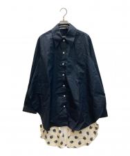 STELLA McCARTNEY (ステラマッカートニー) シルク切替ロングスリーブシャツ ネイビー サイズ:40
