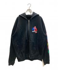 CHROME HEARTS (クロムハーツ) マルチカラーセメタリークロス ダガージップアップパーカー MLTCOL CEM CRS SWTSHRT HD ZIP ブラック サイズ:XL