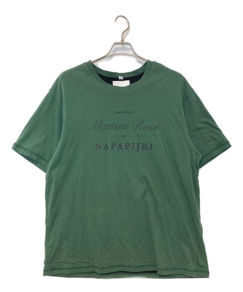 NAPAPIJRI（ナパピリ）NAPAPIJRI (ナパピリ) MARTINE ROSE (マーティン・ローズ) マーティンローズTシャツ グリーン サイズ:XLの古着・服飾アイテム