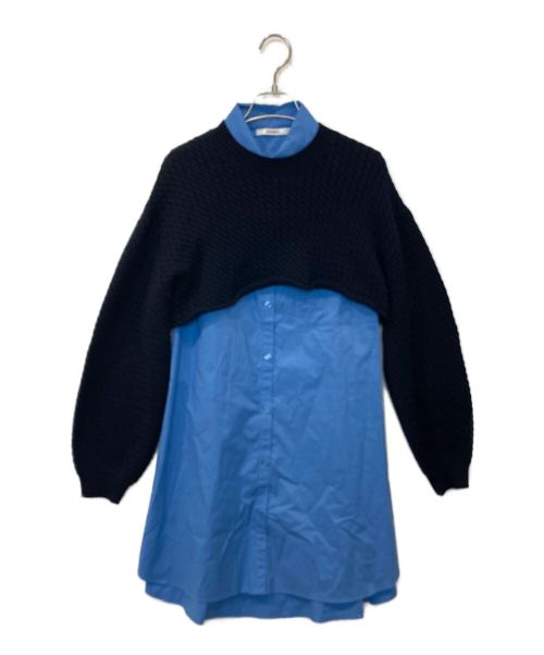 Snidel（スナイデル）Snidel (スナイデル) ニットレイヤードシャツミニワンピース ブルー サイズ:FREEの古着・服飾アイテム