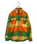Noahノア）の古着「ネルシャツ」｜オレンジ×グリーン