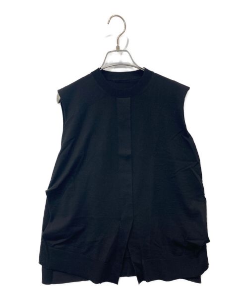 CELINE（セリーヌ）CELINE (セリーヌ) サイドカットワークノースリーブニット ブラック サイズ:Mの古着・服飾アイテム