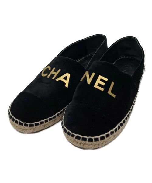 CHANEL（シャネル）CHANEL (シャネル) ロゴマークエスパドリーユ ブラック サイズ:36の古着・服飾アイテム