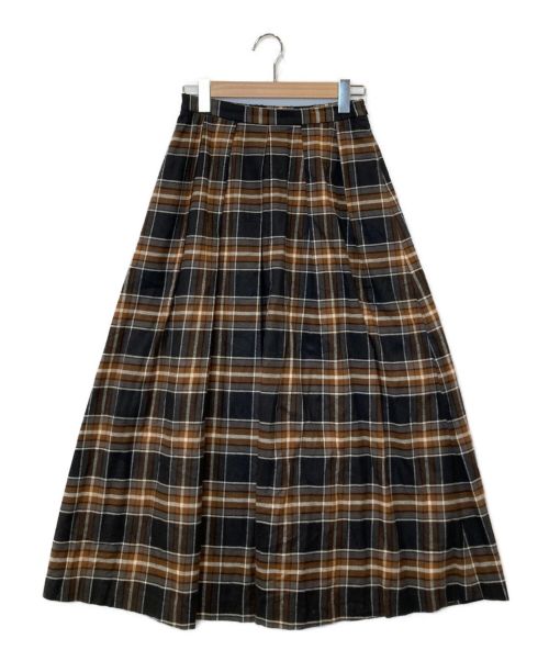 かぐれ（カグレ）かぐれ (カグレ) オーガニックチェックタックスカート ブラウン サイズ:FREEの古着・服飾アイテム