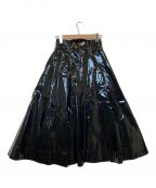 FETICOフェティコ）の古着「Flared Faux Leather Midi Skirt」｜ブラック
