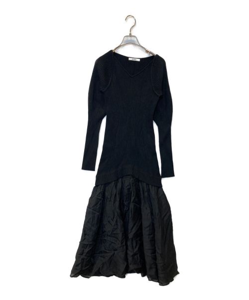 Snidel（スナイデル）Snidel (スナイデル) オーガンスカートドッキングニットワンピ ブラック サイズ:FREEの古着・服飾アイテム